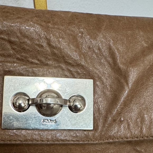 Chloe Brown Leather Chain Strap Bag with Dusty - Picture 3 of 10